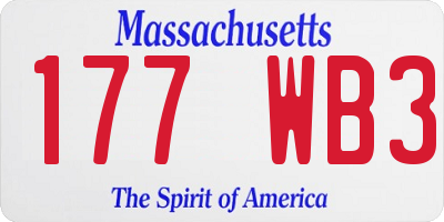 MA license plate 177WB3
