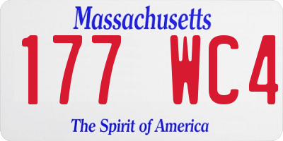 MA license plate 177WC4