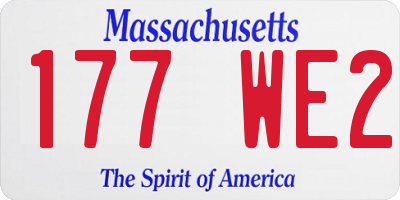 MA license plate 177WE2