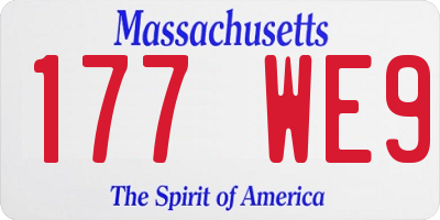 MA license plate 177WE9