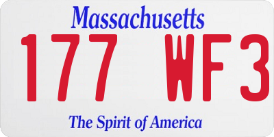 MA license plate 177WF3