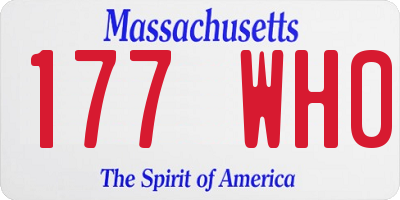 MA license plate 177WH0