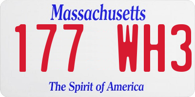 MA license plate 177WH3