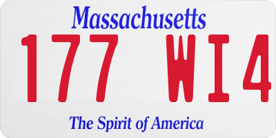 MA license plate 177WI4