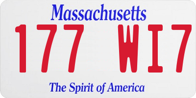 MA license plate 177WI7
