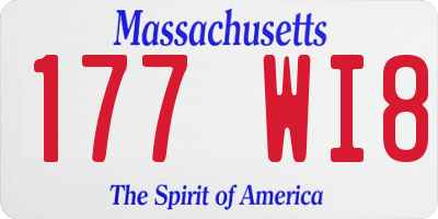 MA license plate 177WI8