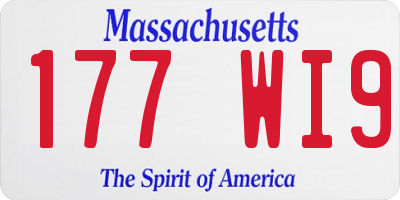 MA license plate 177WI9