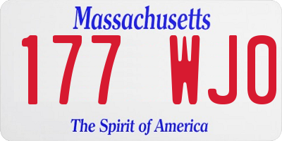 MA license plate 177WJ0
