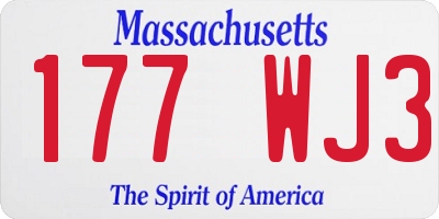 MA license plate 177WJ3