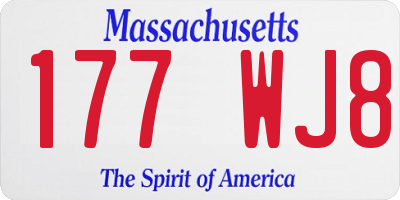 MA license plate 177WJ8