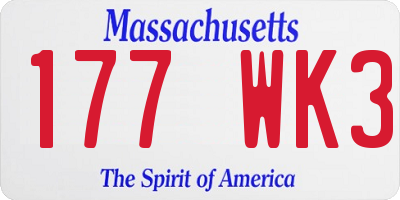 MA license plate 177WK3