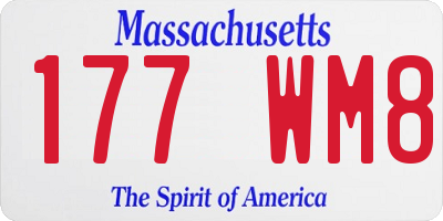 MA license plate 177WM8