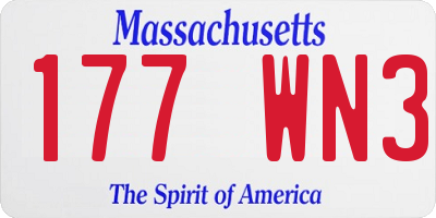 MA license plate 177WN3