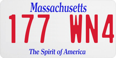 MA license plate 177WN4