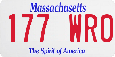 MA license plate 177WR0