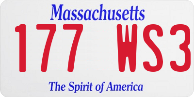 MA license plate 177WS3