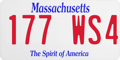 MA license plate 177WS4