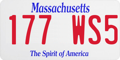 MA license plate 177WS5