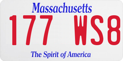 MA license plate 177WS8