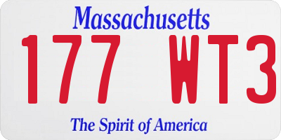 MA license plate 177WT3