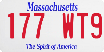 MA license plate 177WT9