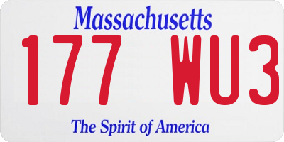 MA license plate 177WU3