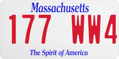 MA license plate 177WW4