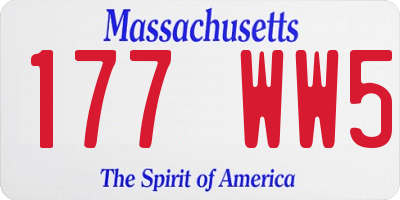 MA license plate 177WW5