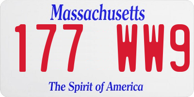 MA license plate 177WW9