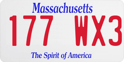 MA license plate 177WX3