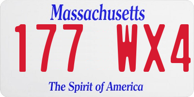 MA license plate 177WX4