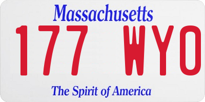 MA license plate 177WY0