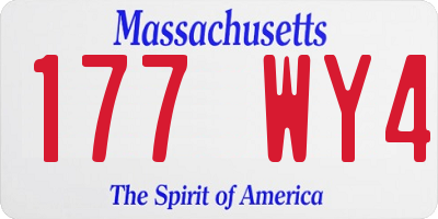 MA license plate 177WY4