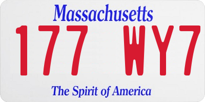MA license plate 177WY7