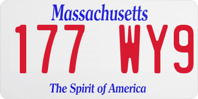 MA license plate 177WY9