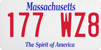 MA license plate 177WZ8