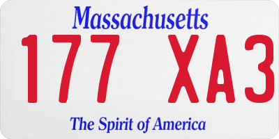MA license plate 177XA3