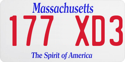 MA license plate 177XD3