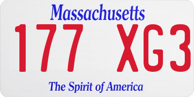 MA license plate 177XG3