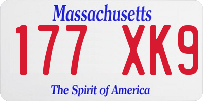 MA license plate 177XK9