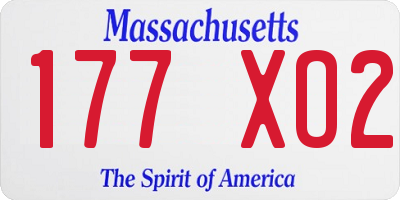 MA license plate 177XO2