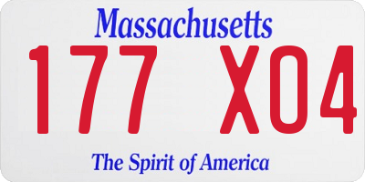 MA license plate 177XO4