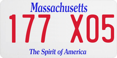 MA license plate 177XO5