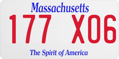 MA license plate 177XO6
