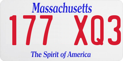 MA license plate 177XQ3