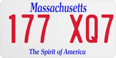 MA license plate 177XQ7