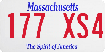 MA license plate 177XS4