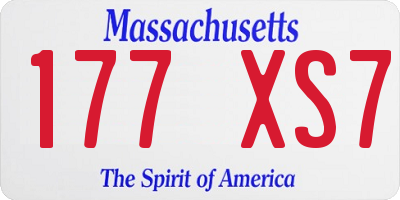 MA license plate 177XS7