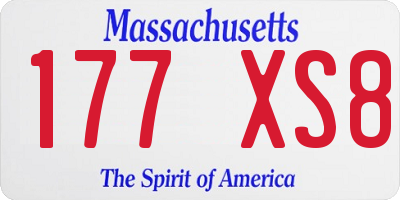 MA license plate 177XS8
