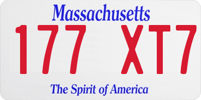 MA license plate 177XT7